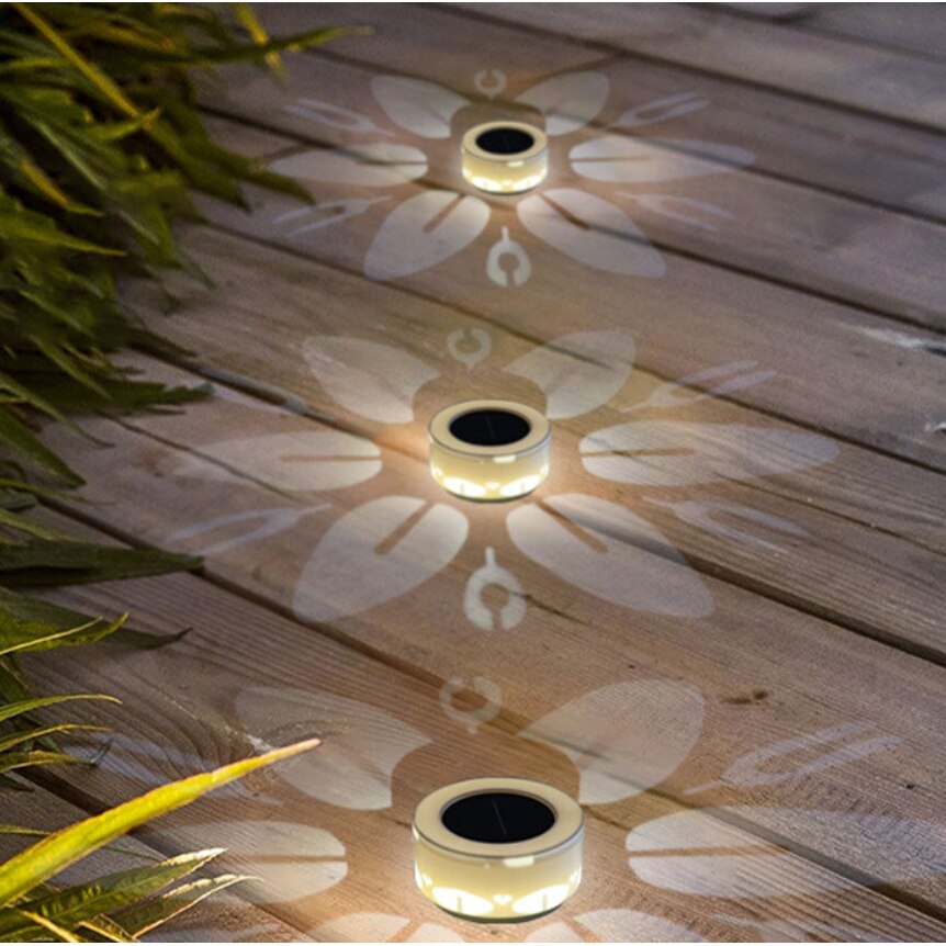 Lampă solara LED decorativa cu proiectie floare, IP65, 5W, alb rece, dimensiuni 12.5 x 6.5 cm