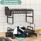 Scurgator vase, design auto-draining, organizator compact, negru, 42x29x29cm