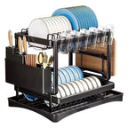 Scurgator vase, design auto-draining, organizator compact, negru, 42x29x29cm