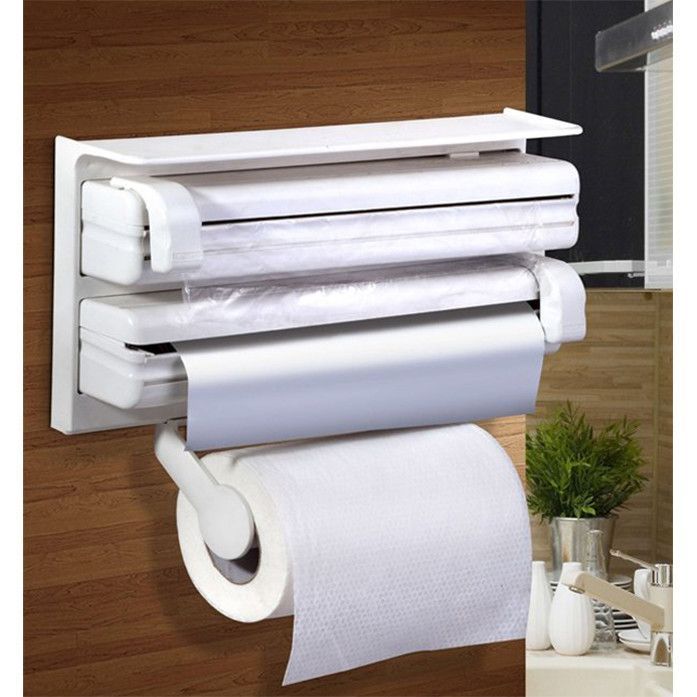 Dispenser triplu de Bucătărie pentru hartie, folie aluminiu si folie stretch Imagine principală a produsului