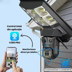 Lampă Solara cu Cameră de supraveghere SIM 4G, Aplicatie Mobila V380, 1920x2160, Microfon + Difuzor incorporat