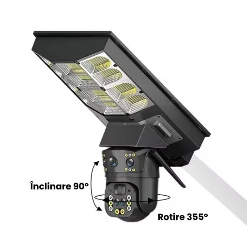 Lampă Solara cu Cameră de supraveghere SIM 4G, Aplicatie Mobila V380, 1920x2160, Microfon + Difuzor incorporat