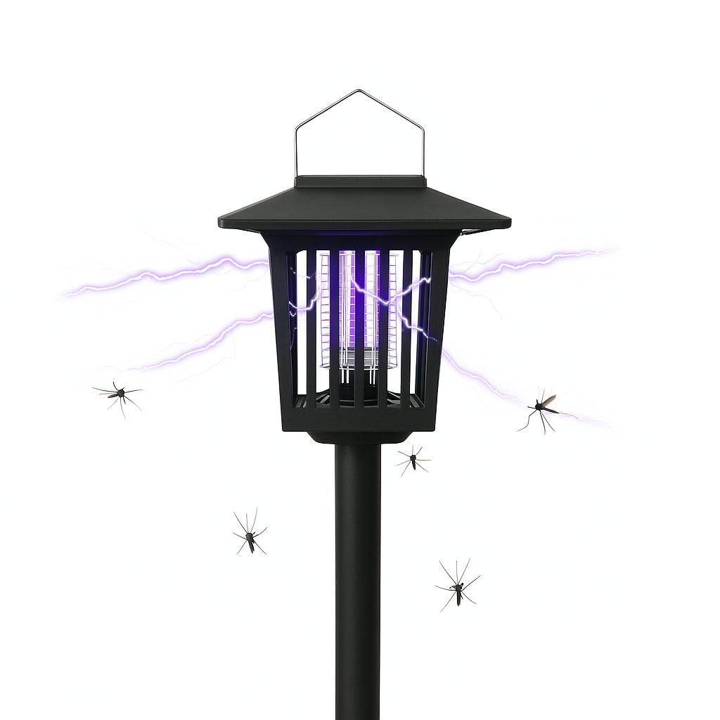 Lampă Solara Anti-Insecte 2 in 1 cu LED UV si Lumina Decorativa, Exterior/Interior, 3 Tipuri de Montaj
