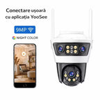 Cameră de supraveghere cu 2 Lentile, PTZ 355°, Jortan JT-4