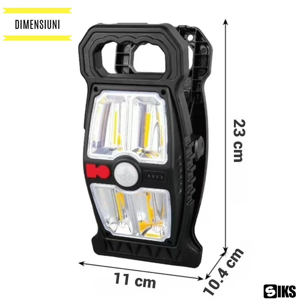 Lampă LED Solara cu senzor de miscare si clip de prindere, Iluminarea utomata, USB Type-C, IP65