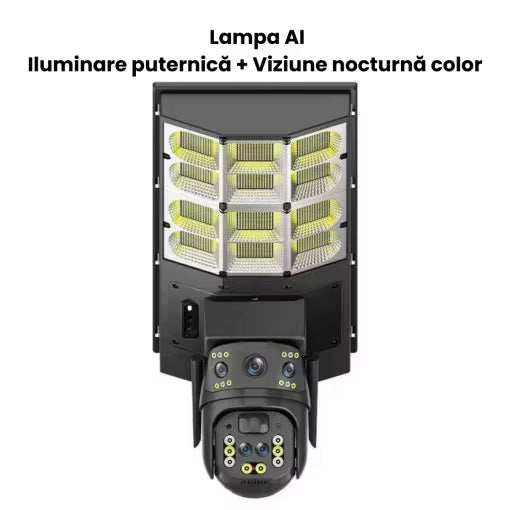 Lampă Solara cu Cameră de supraveghere SIM 4G, Aplicatie Mobila V380, 1920x2160, Microfon + Difuzor incorporat