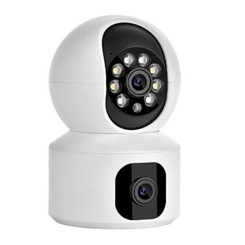 Camera dubla de supraveghere, 3MP, WIFI, Rotire 360°, HD, Senzor miscare, Alb/Negru Imagine principală a produsului