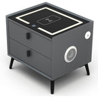 Noptiera Smart Multifunctionala, iluminare LED tactil cu 3 culori, incarcare wireless si USB