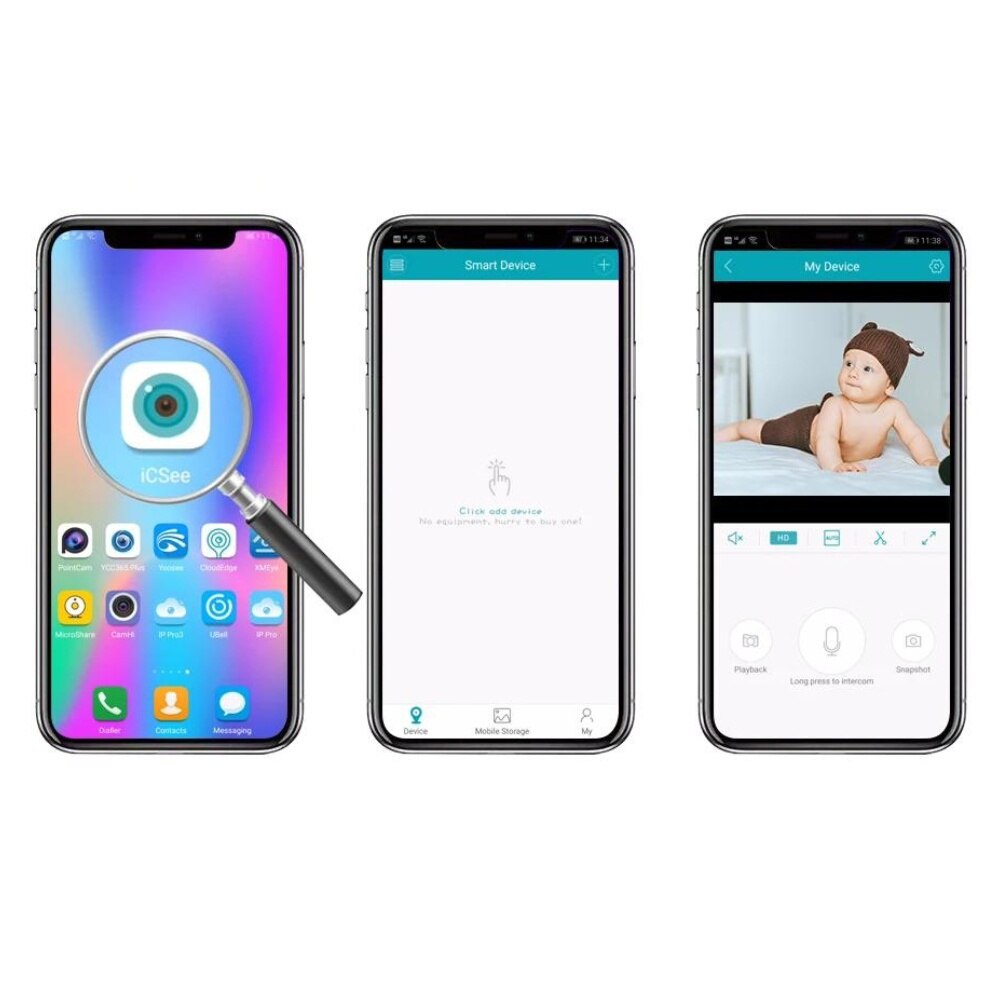 Camera dubla de supraveghere, 3MP, WIFI, Rotire 360°, HD, Senzor miscare, Alb/Negru