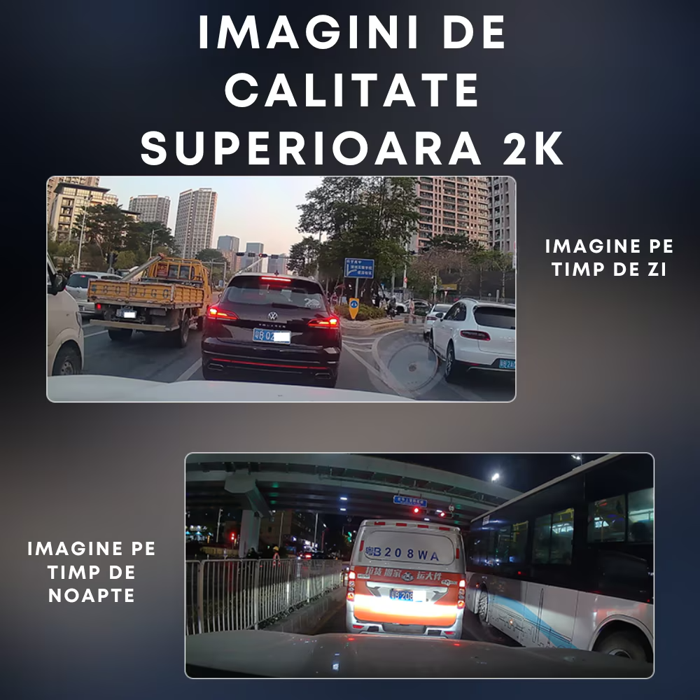 Camera video auto DVR 2K, cartela SIM 4G, monitorizare parcare 24h
