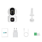 Camera dubla de supraveghere, 3MP, WIFI, Rotire 360°, HD, Senzor miscare, Alb/Negru