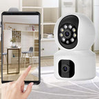 Camera dubla de supraveghere, 3MP, WIFI, Rotire 360°, HD, Senzor miscare, Alb/Negru