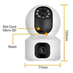 Camera dubla de supraveghere, 3MP, WIFI, Rotire 360°, HD, Senzor miscare, Alb/Negru