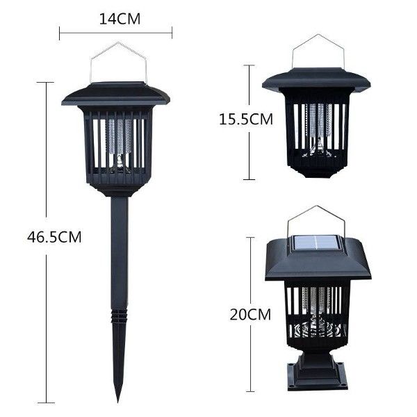 Lampă Solara Anti-Insecte 2 in 1 cu LED UV si Lumina Decorativa, Exterior/Interior, 3 Tipuri de Montaj