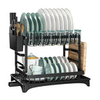 Scurgator vase, design auto-draining, organizator compact, negru, 42x29x29cm