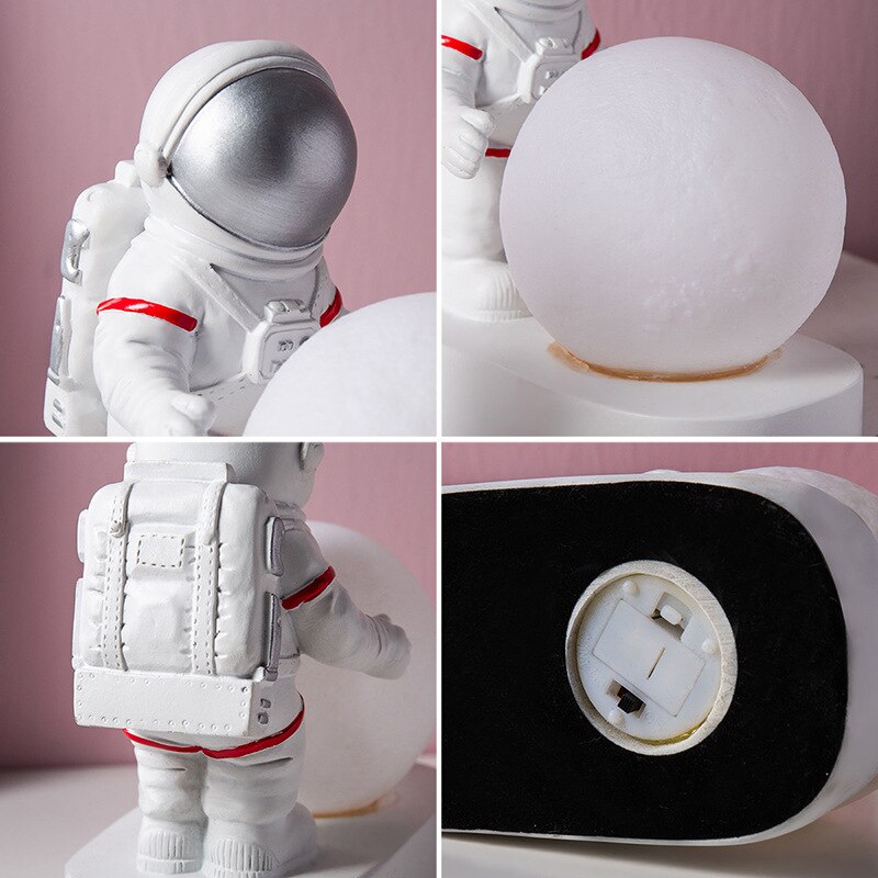 Lampă LED Astronaut cu Luna – Veioza ambientala pentru copii si decor modern