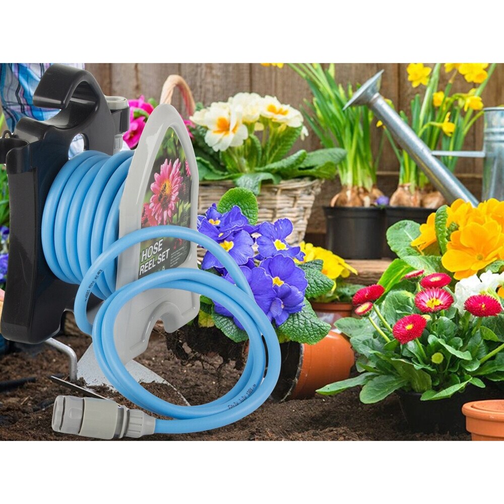 Set furtun gradinarit 10m 1/2" cu suport, plastic, 26x17x14cm