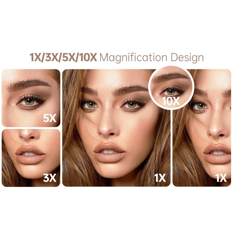 Oglindă Cosmetica cu LED pentru make-up zoom 2X 3X, lumina reglabila, buton touch, USB, alb