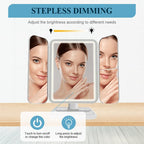 Oglindă Cosmetica cu LED pentru make-up zoom 2X 3X, lumina reglabila, buton touch, USB, alb