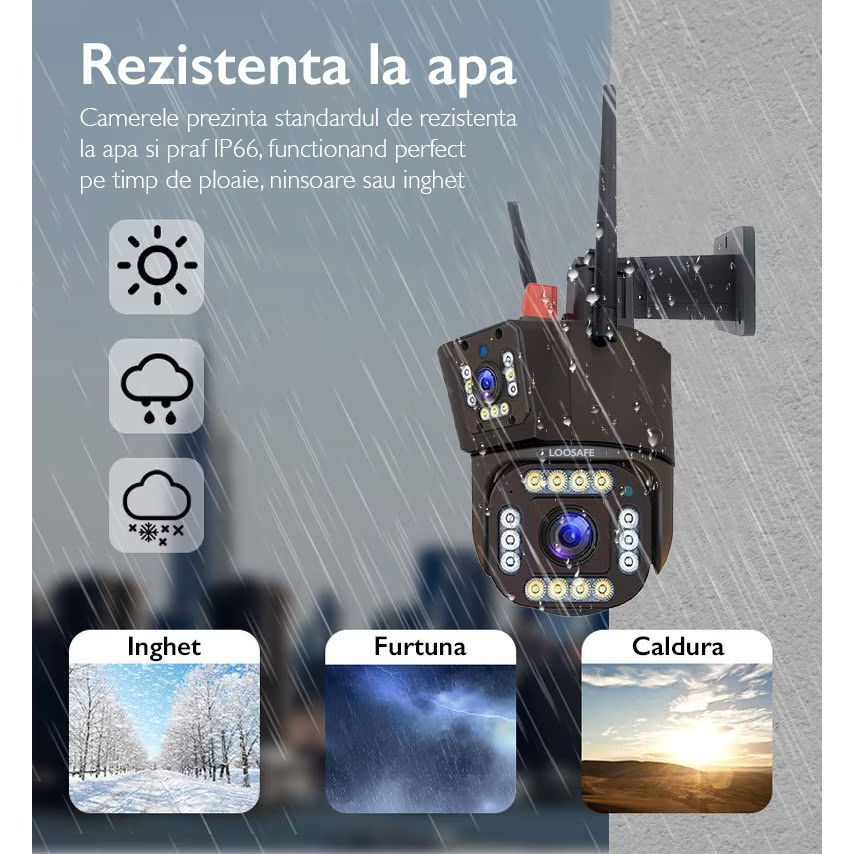 Cameră de supraveghere Tripla WIFI, 12MP, Exterior/Interior Imagine secundară a produsului
