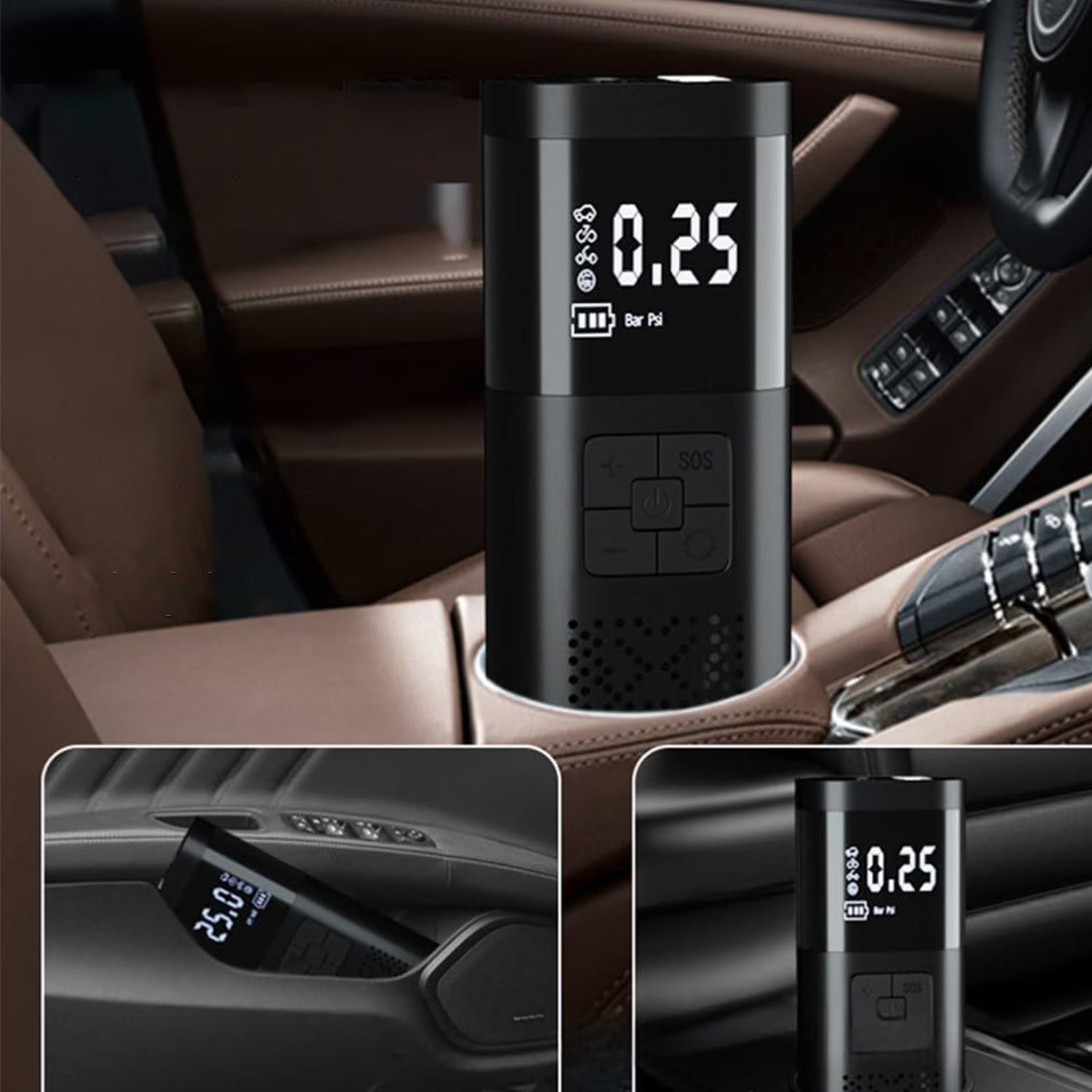 Compresor Auto Portabil, 3 in 1, Baterie 6000mAh Tip Powerbank