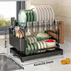 Scurgator vase, design auto-draining, organizator compact, negru, 42x29x29cm