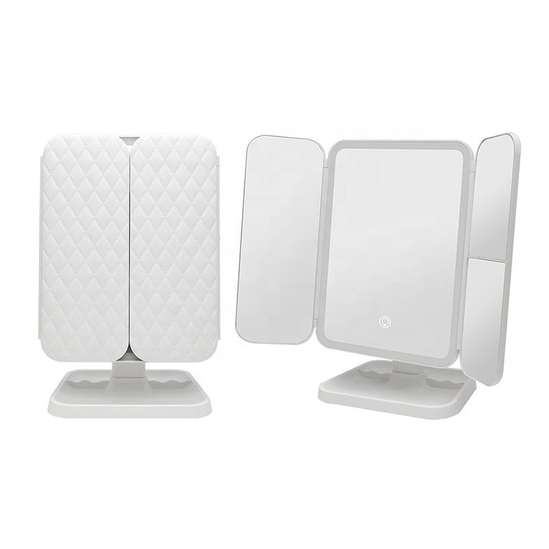 Oglindă Cosmetica cu LED pentru make-up zoom 2X 3X, lumina reglabila, buton touch, USB, alb
