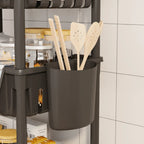 Raft organizator cu 4 niveluri, mobil, multifunctional, cu roti si accesorii incluse 97x25, 5x34, 5 cm