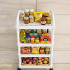 Raft organizator cu 4 niveluri, mobil, multifunctional, cu roti si accesorii incluse 97x25, 5x34, 5 cm