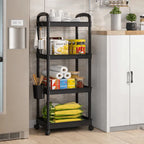 Raft organizator cu 4 niveluri, mobil, multifunctional, cu roti si accesorii incluse 97x25, 5x34, 5 cm