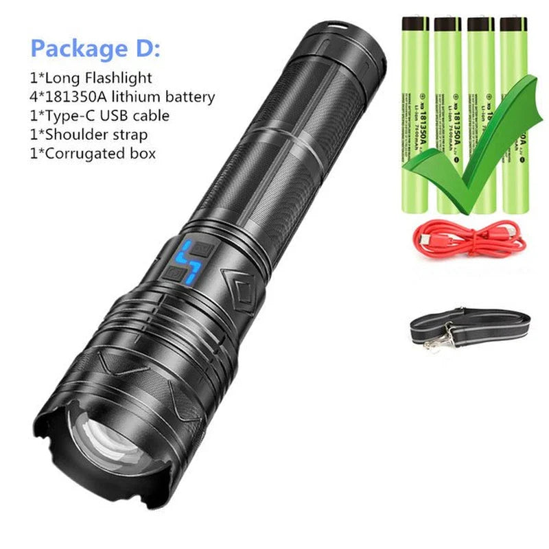Lanterna profesionala cu LED laser, incarcare Type-C, 4 acumulatori inclusi