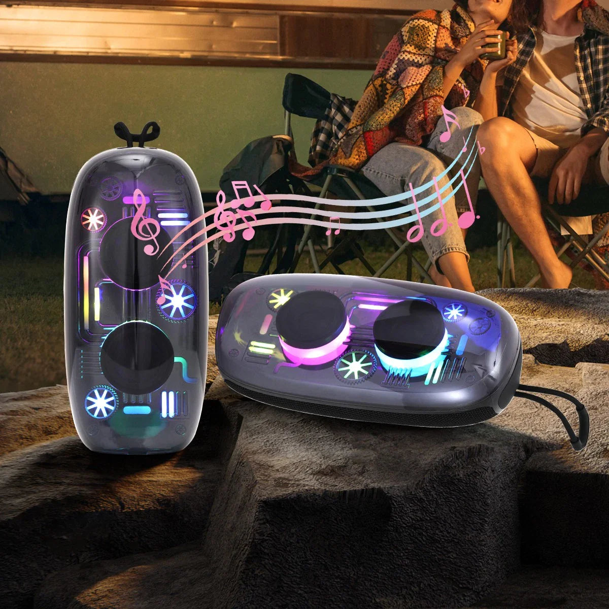 Boxa Portabila Bluetooth, Design Transparent cu Lumini RGB si Sunet Puternic Imagine principală a produsului