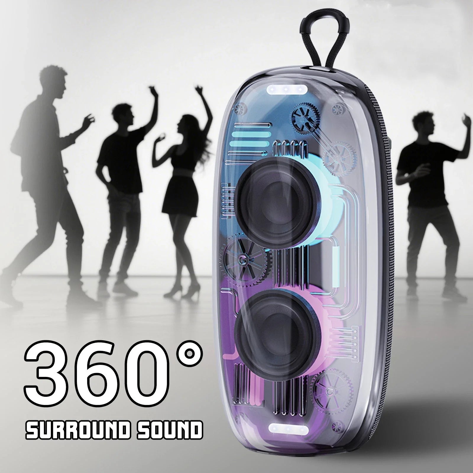 Boxa Portabila Bluetooth, Design Transparent cu Lumini RGB si Sunet Puternic