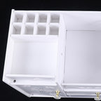 Organizator cosmetice si bijuterii cu sertare si Oglindă machiaj, PVC, alb
