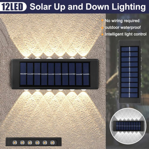 Set 2 lampi solare de perete cu iluminare sus si jos 12 leduri Imagine secundară a produsului
