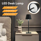 Lampă de masa wireless, metalica, cu touch, reincarcabila USB-C, 3 moduri iluminare, 3.5W