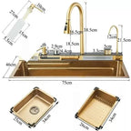 Chiuveta multifunctionala cu 2 cascade cu accesorii incluse, afisaj digital a temperaturii si robinet cascada,