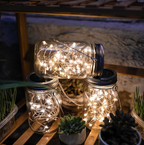 Decoratiune Lampă solara LED in forma de borcan, lumina RGB