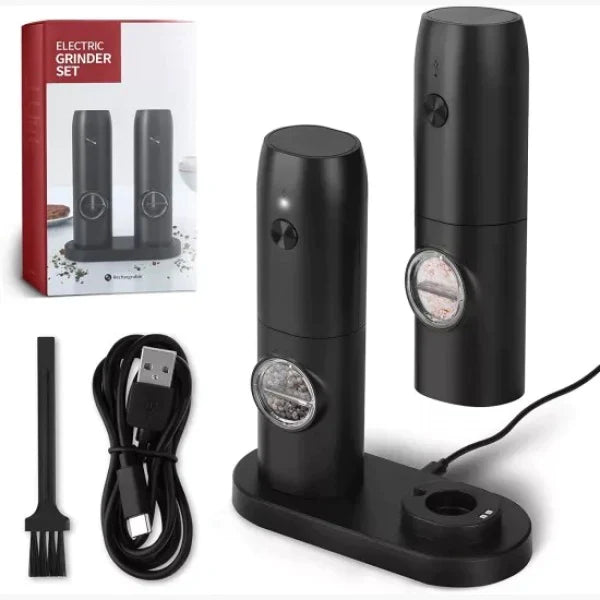 Set 2 Rasnite Electrice pentru sare, piper sau condimente, Indicator LED