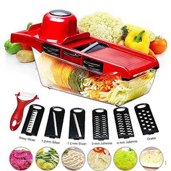 Razatoare 6 in 1 pentru Legume si Fructe – Lame Inox, Suport Protectie, Feliere & Julienne Imagine secundară a produsului