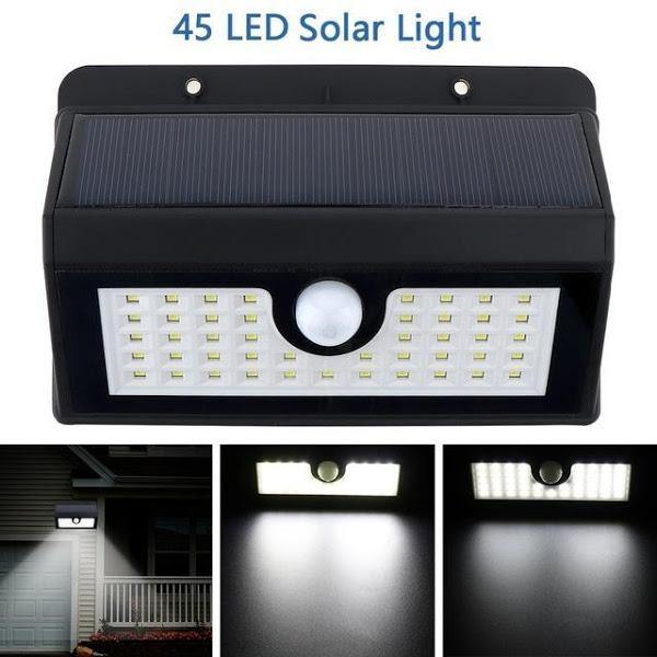 Lampă solara 45 LED cu senzor de miscare si lumina