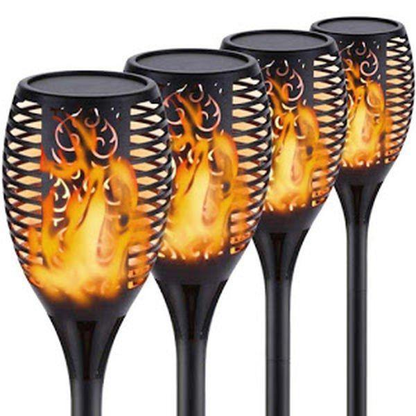 Lampă solara tip torta cu efect flacara, varianta mare 78cm, 96LED Imagine secundară a produsului