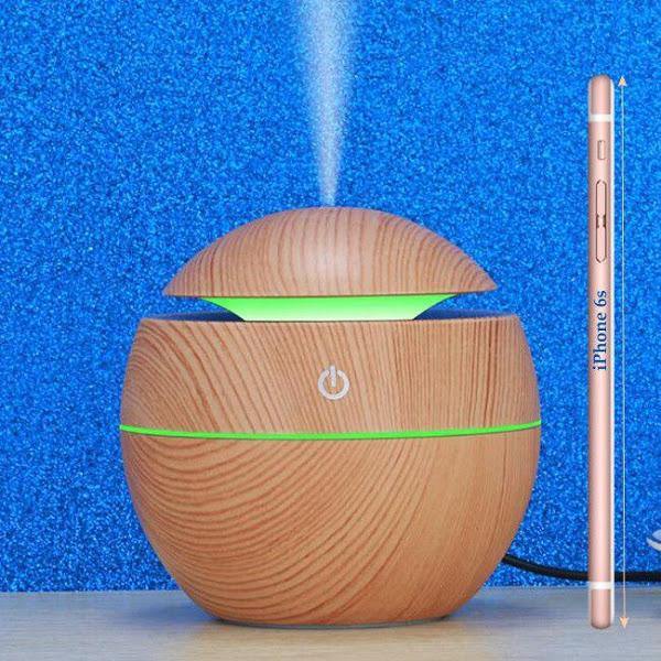 Umidificator de aer cu ultrasunete, iluminare ambientala LED, 130 ml