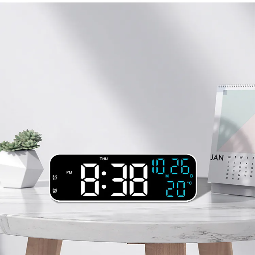 Ceas digital de perete cu afisaj LED, afisare temperatura si data, mod de noapte